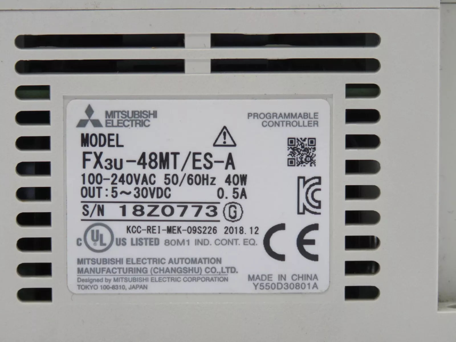 Mitsubishi Electric FX3U-48MT/ES-A CPU Module 100-240 VAC