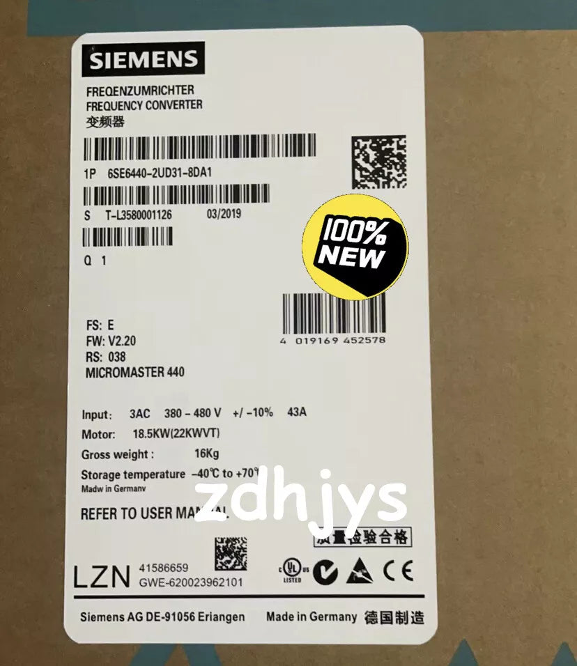 New Siemens 6SE6440-2UD31-8DA1 Frequency converter FAST /