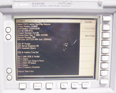 HP Agilent ESA E4404B 9kHz - 6.7GHz Spectrum Analyzer Options A4H BAA B72 AYX