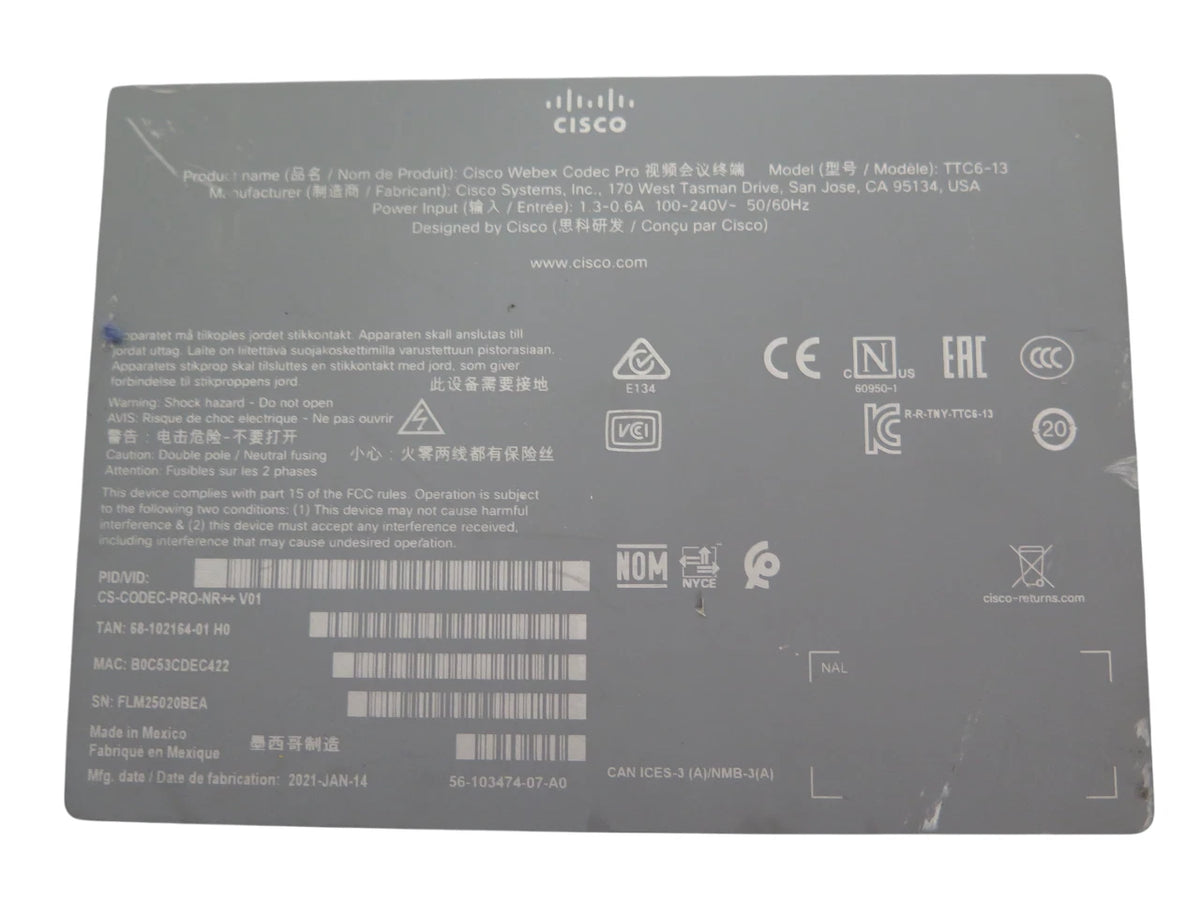 Cisco Webex Room Kit Pro Codec Pro TTC6‑13 - Free Shipping