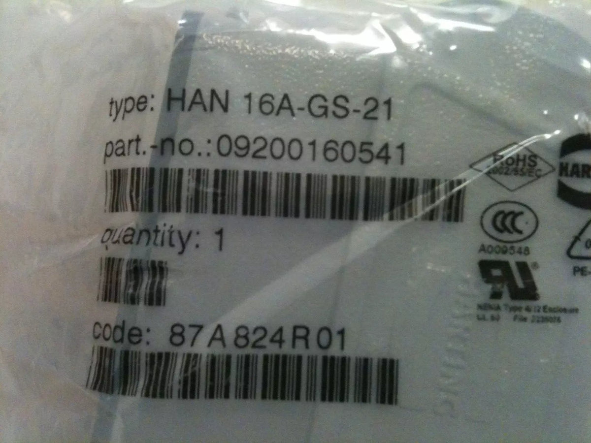 Kuka Robotics Female Connector 01-034-453, HAN 16A-GS-21, HAN 25D-BU-C