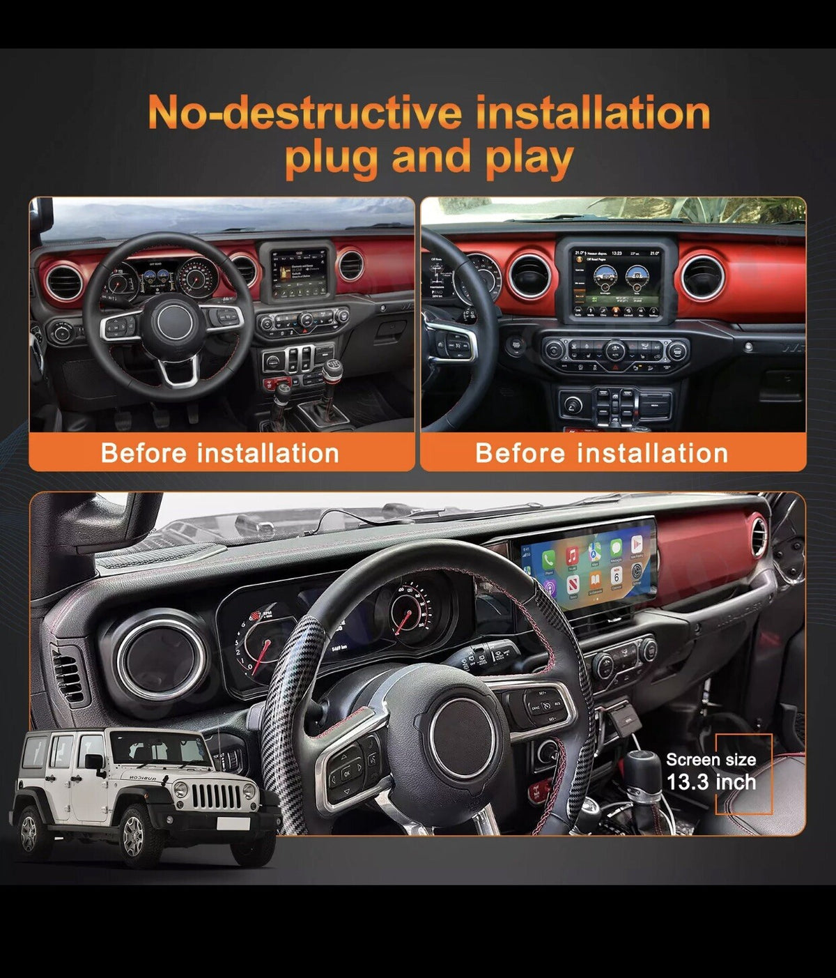 For Jeep Wrangler JL Gladiator 2018-2021 Android Car Radio 2Din Stereo Receiver