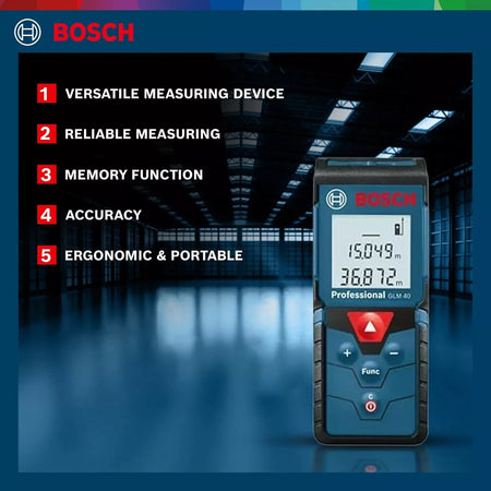 BOSCH GLM 40 Professional Laser Distance Measurer | 40m Range, IP54