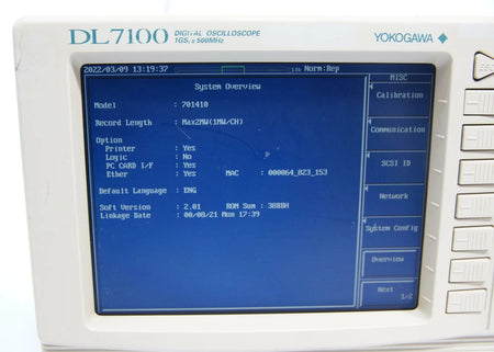 Yokogawa DL7100 Digital Oscilloscope 500 MHz, 4-Channel, 1GS/s
