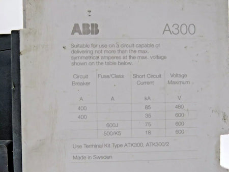 ABB A300-30 Power Contactor 230-240V Used Condition
