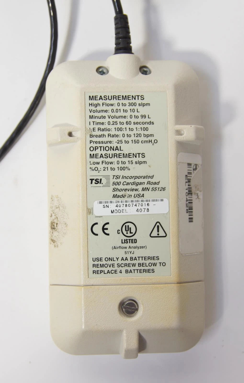 TSI Certifier FA Controler 4078 W/ 4074 Low Flow Module