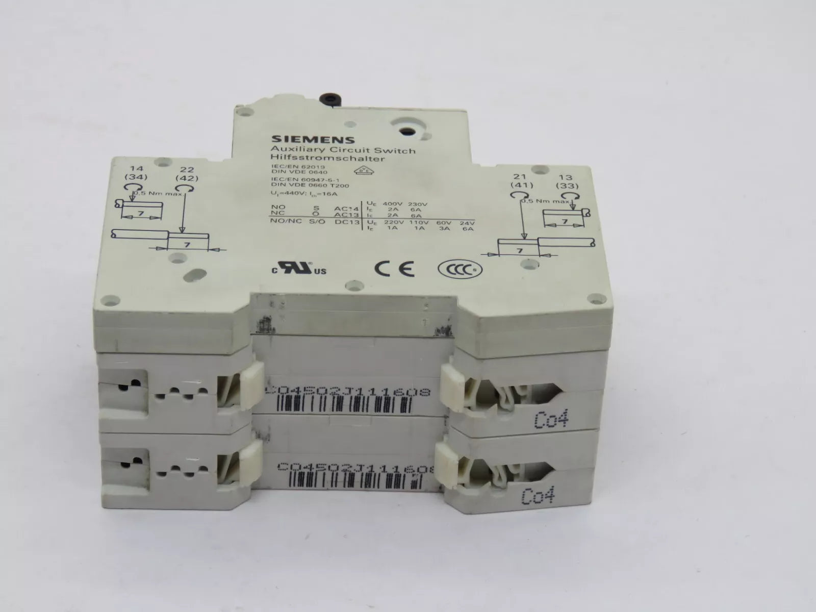 SIEMENS 5SY4504-7 Circuit Breaker Miniature 1+N Pole 4 Amp 230VAC 10kA