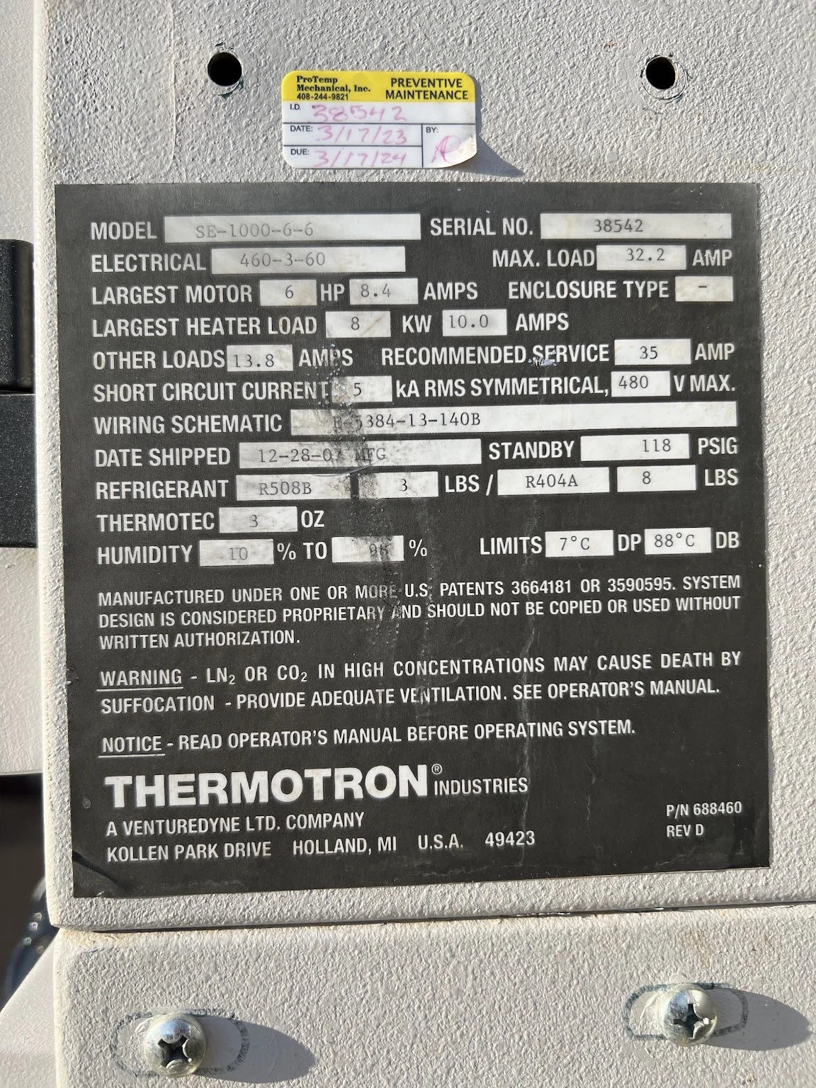 Thermotron SE-1000-6-6 Environmental Chamber (-70ºC to 180ºC)