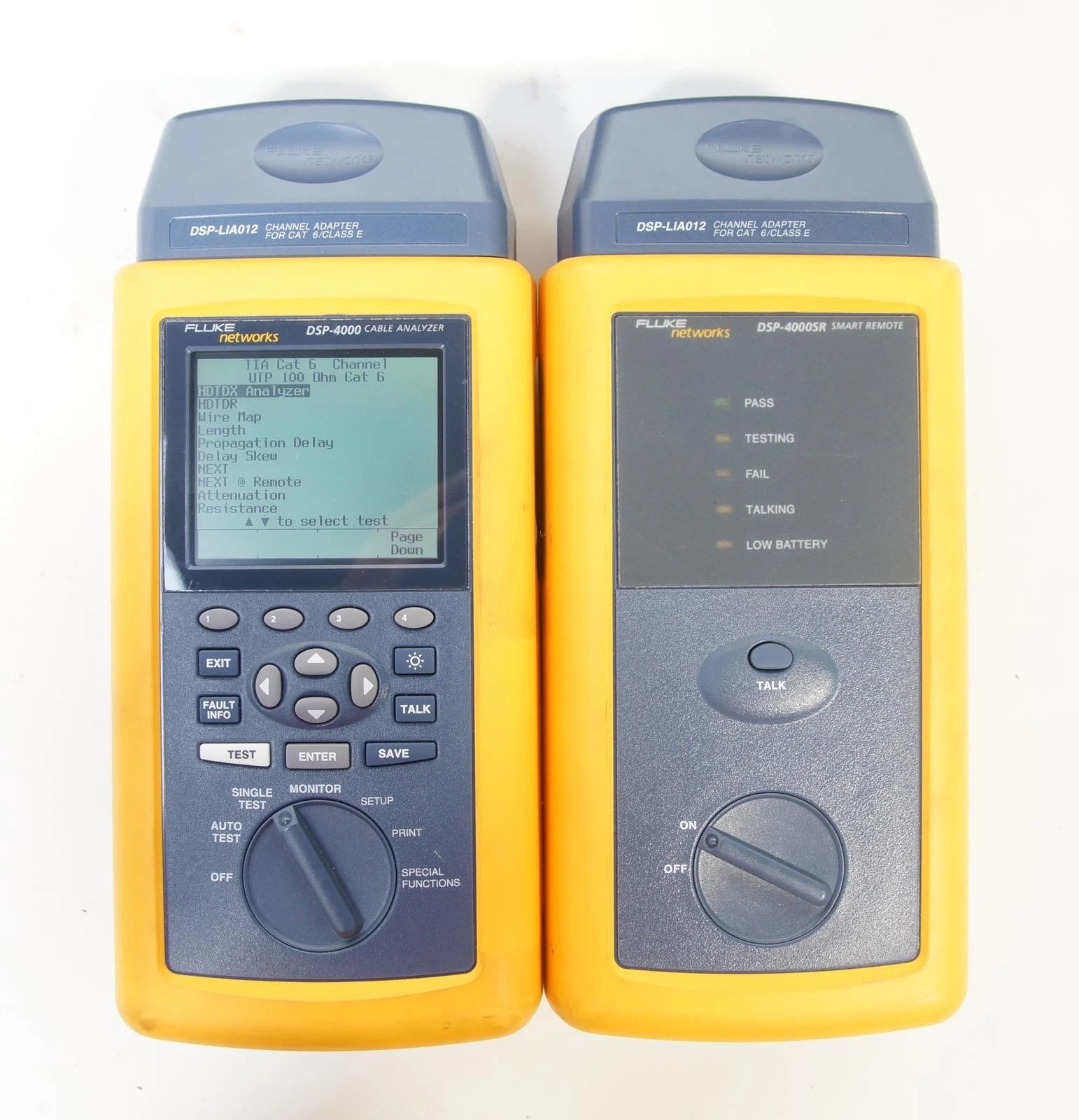 Fluke DSP-4000 Cable Tester with DSP-4000SR Smart Remote & Adapters