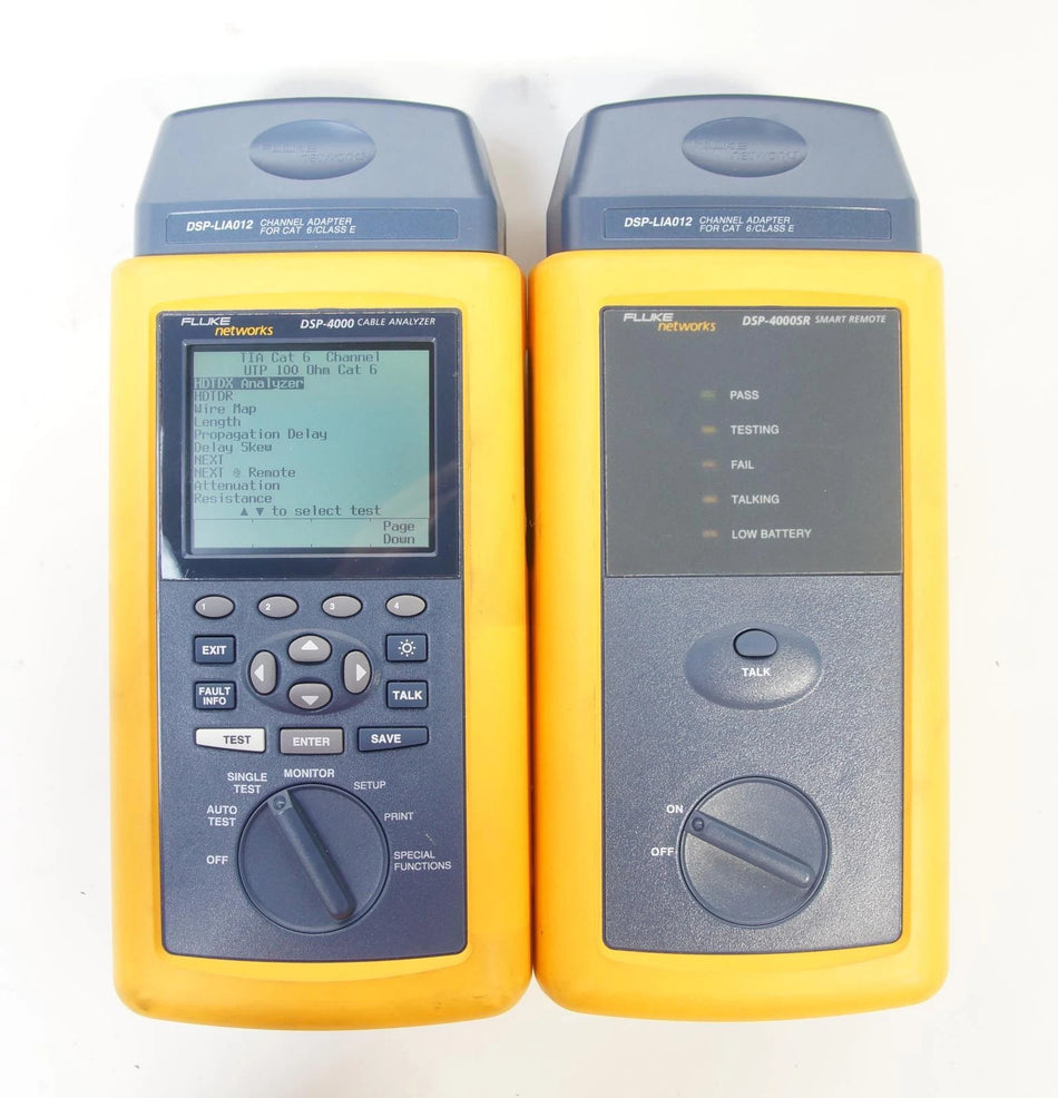 Fluke DSP-4000 Cable Tester with DSP-4000SR Smart Remote & Adapters