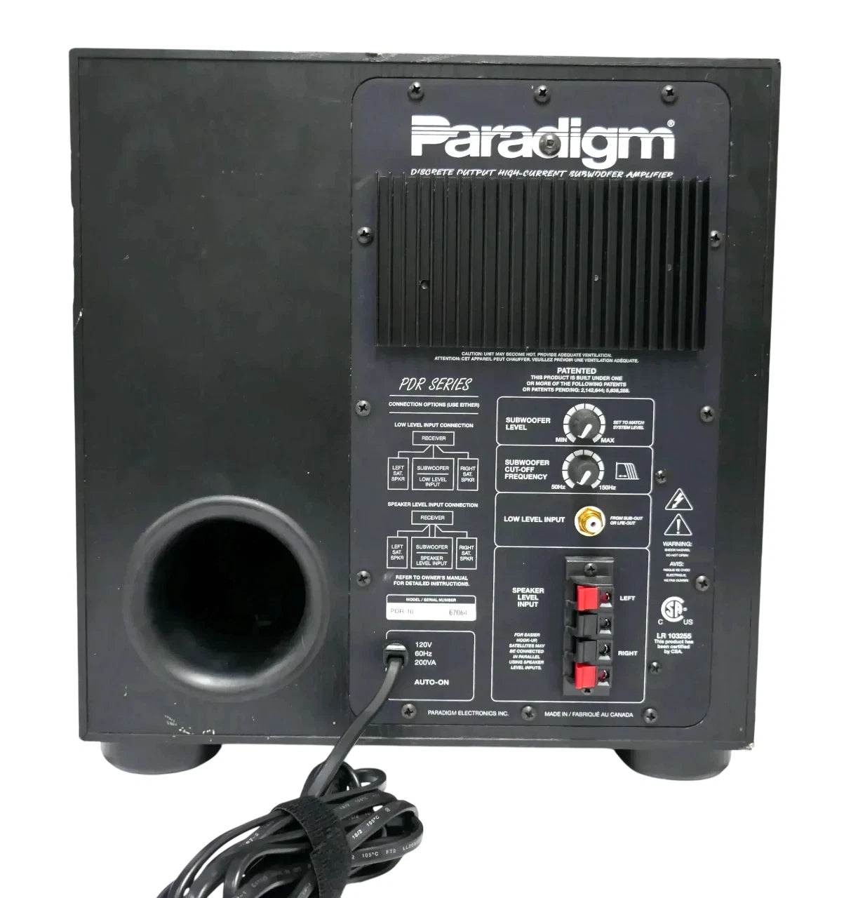 Paradigm PDR-10 200W Powered Subwoofer Amplifier PDR Series- Free Shipping.
