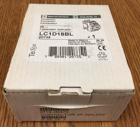 Schneider Telemecanique LC1D18BL Contactor - 3P 32A 460V DIN Rail