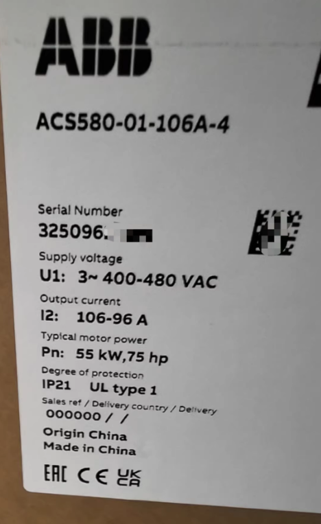 ABB ACS580-01-106A-4 Variable Frequency Drive