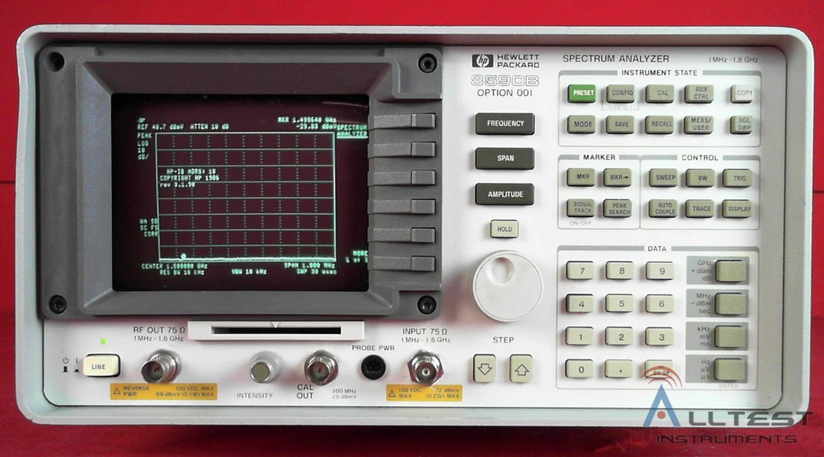 HP 8590B 2843A00504 Portable Spectrum Analyzer, 10kHz-1.8GHz OPTIONS