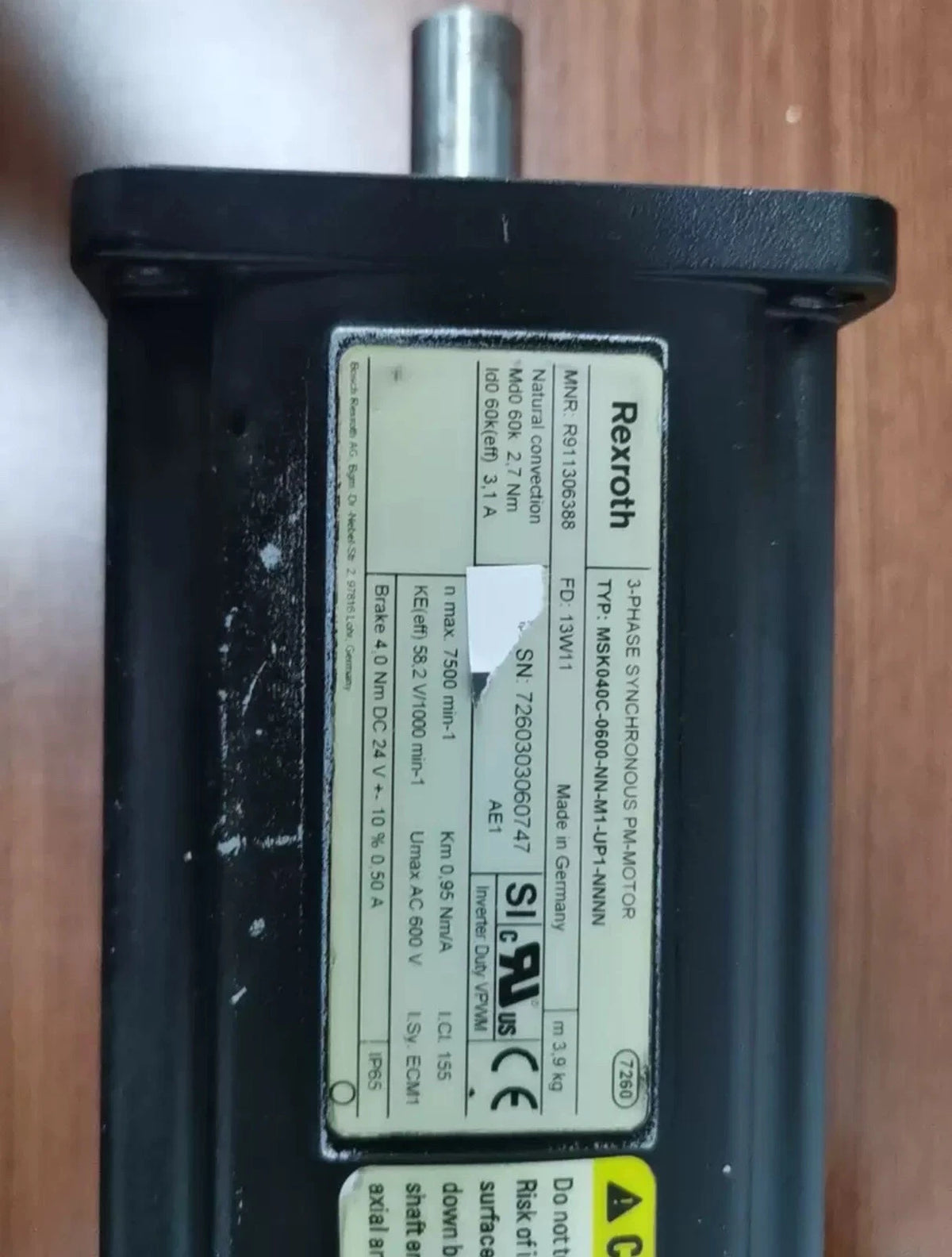 Rexroth MSK040C-0600-NN-M1-UP1-NNNN 3-Phasen Servo Motor R911306388