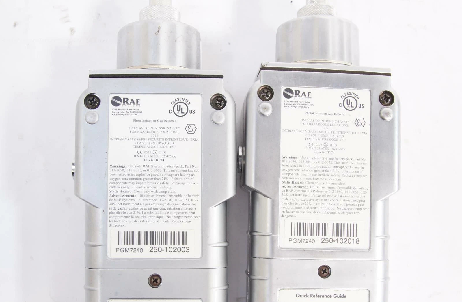 Lot of 2 RAE Systems ppbRAE PGM-7240 VOC Monitor Volatile Organic Compound