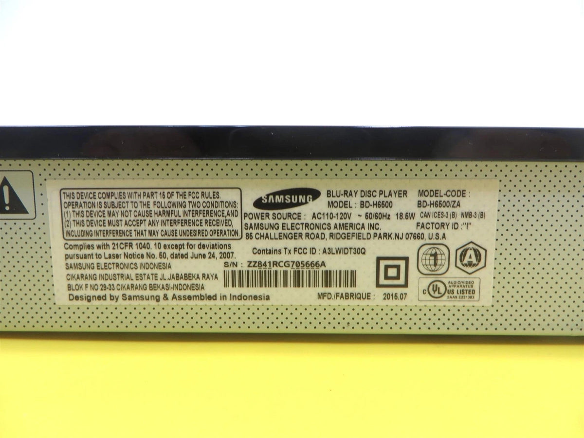 Samsung BD-H6500/ZA 3D Blu-ray DVD Player - Wi-Fi - Unit Only