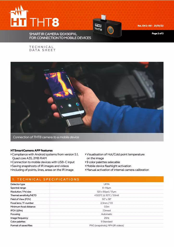HT Instruments THT8 Pocket Infrared Camera 120x90pxl -20°C to 400°C