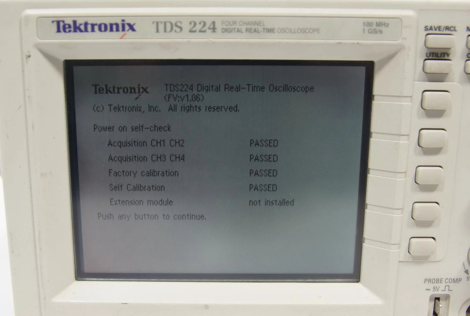 Tektronix TDS 224 4Ch Digital Real Time Oscilloscope 100MHz 1GS/s