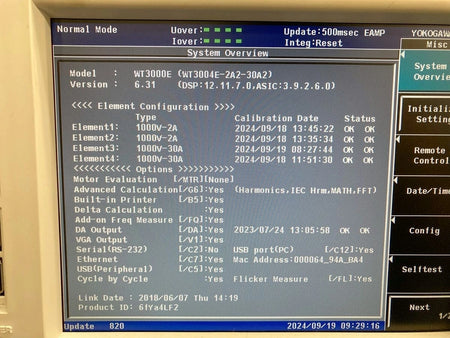 YOKOGAWA WT3000E WT3004E-2A2-30A2-D/G6/B5/FQ/DA/V Precision Power Analyzers