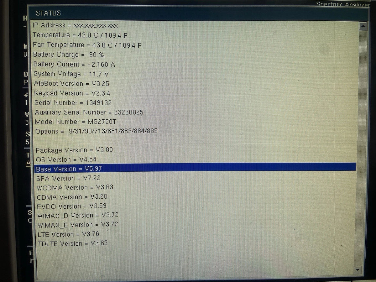 Anritsu Handheld Spectrum Analyzer Master MS2720T Portable with Excellent Calibration and Options