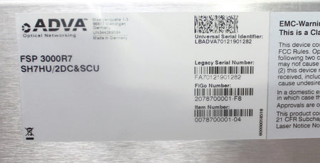 ADVA FSP 3000R7 Optical Fiber Service Platform SH7HU / 2DC & SCU