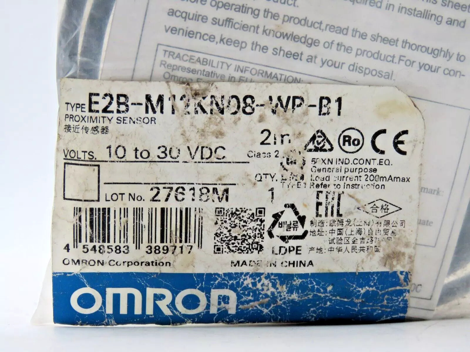 Omron E2B-M12KN08-WP-B1 Proximity Sensor 10 to 30 VDC