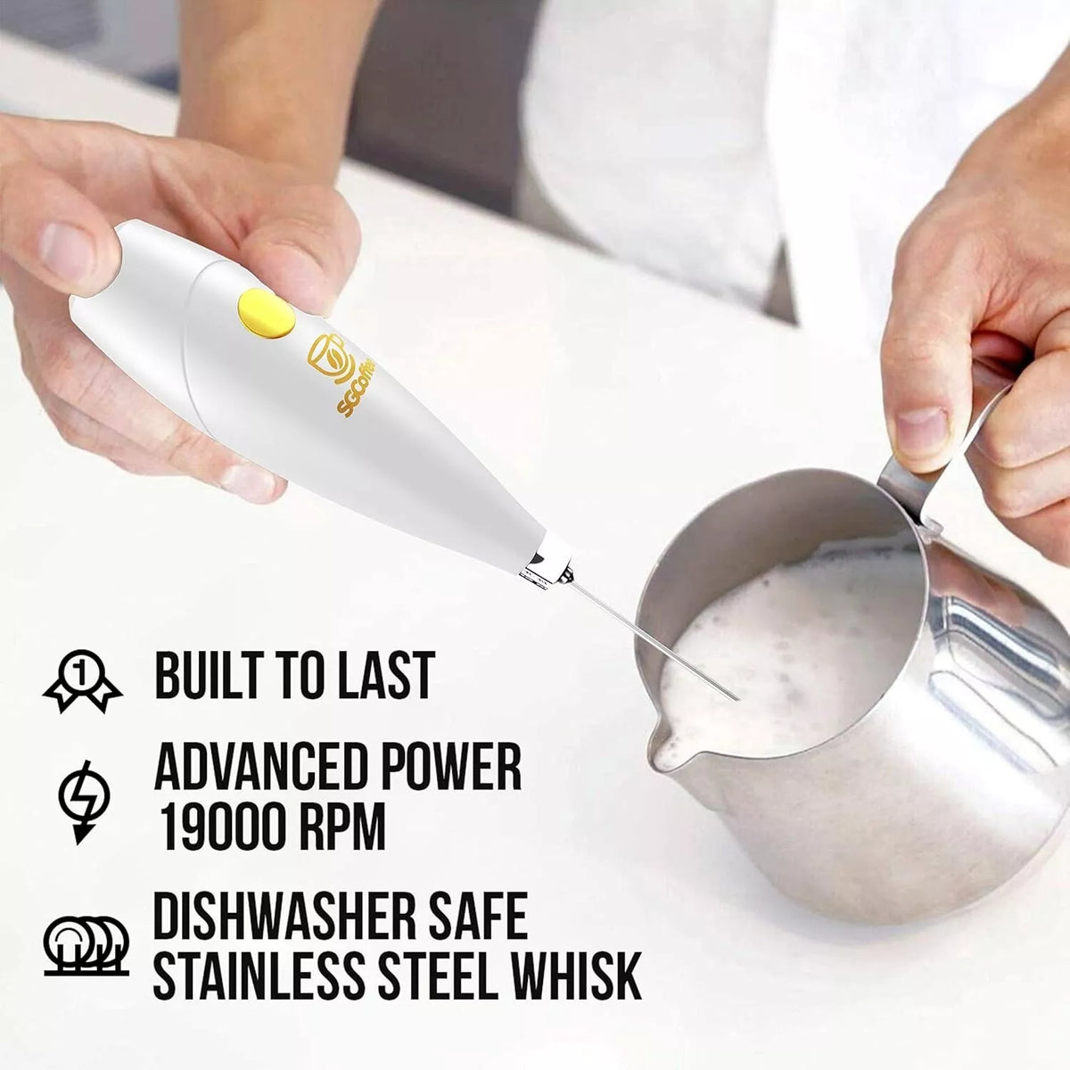 Electric Milk Frother Whisk for Latte and Cappuccino