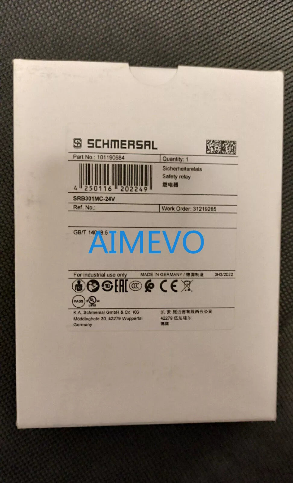 Schmersal SRB 301MC-24V Safety Component SRB301MC24V/6/1PC NEW