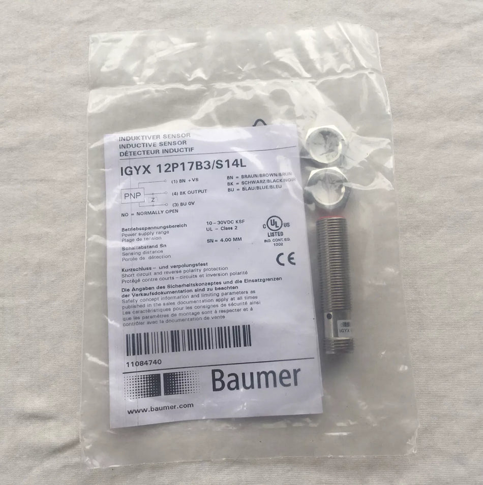 Baumer Proximity Switch IGYX12P17B3/S14L - New 1PC