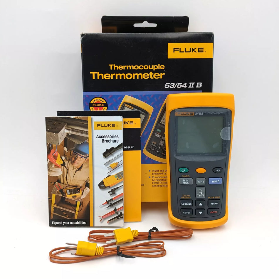 FLUKE 54-2 54-II b 54II DUAL SAMPLE THERMOCOUPLE DIGITAL THERMOMETER logger#