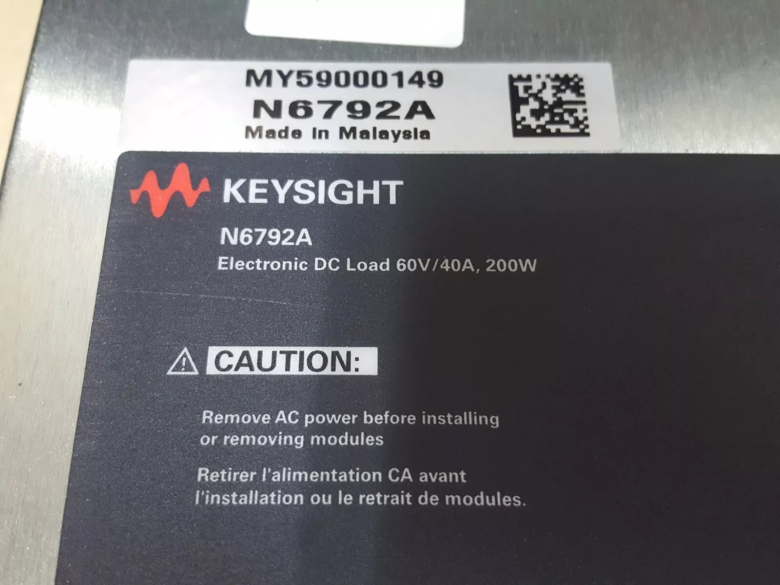 Keysight N6792A Electronic DC Load 60V/40A 200W Untested (0149)