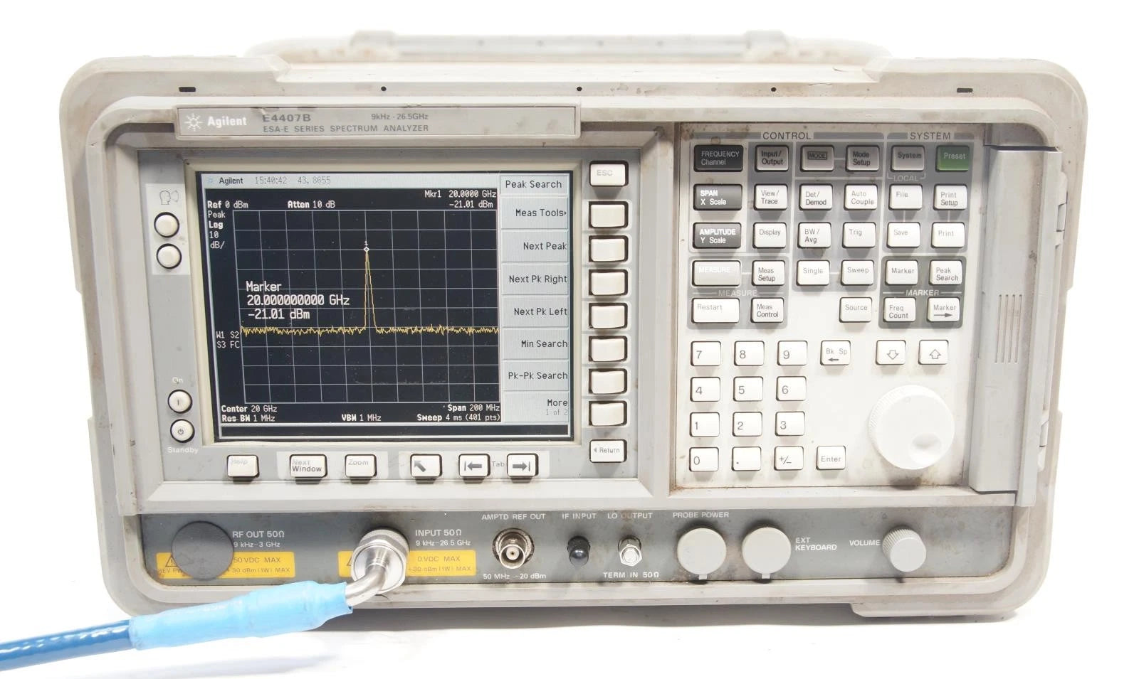 HP Agilent E4407B 9kHz - 26.5GHz Spectrum Analyzer Options AYZ 1DR 1D5 A4H AYX