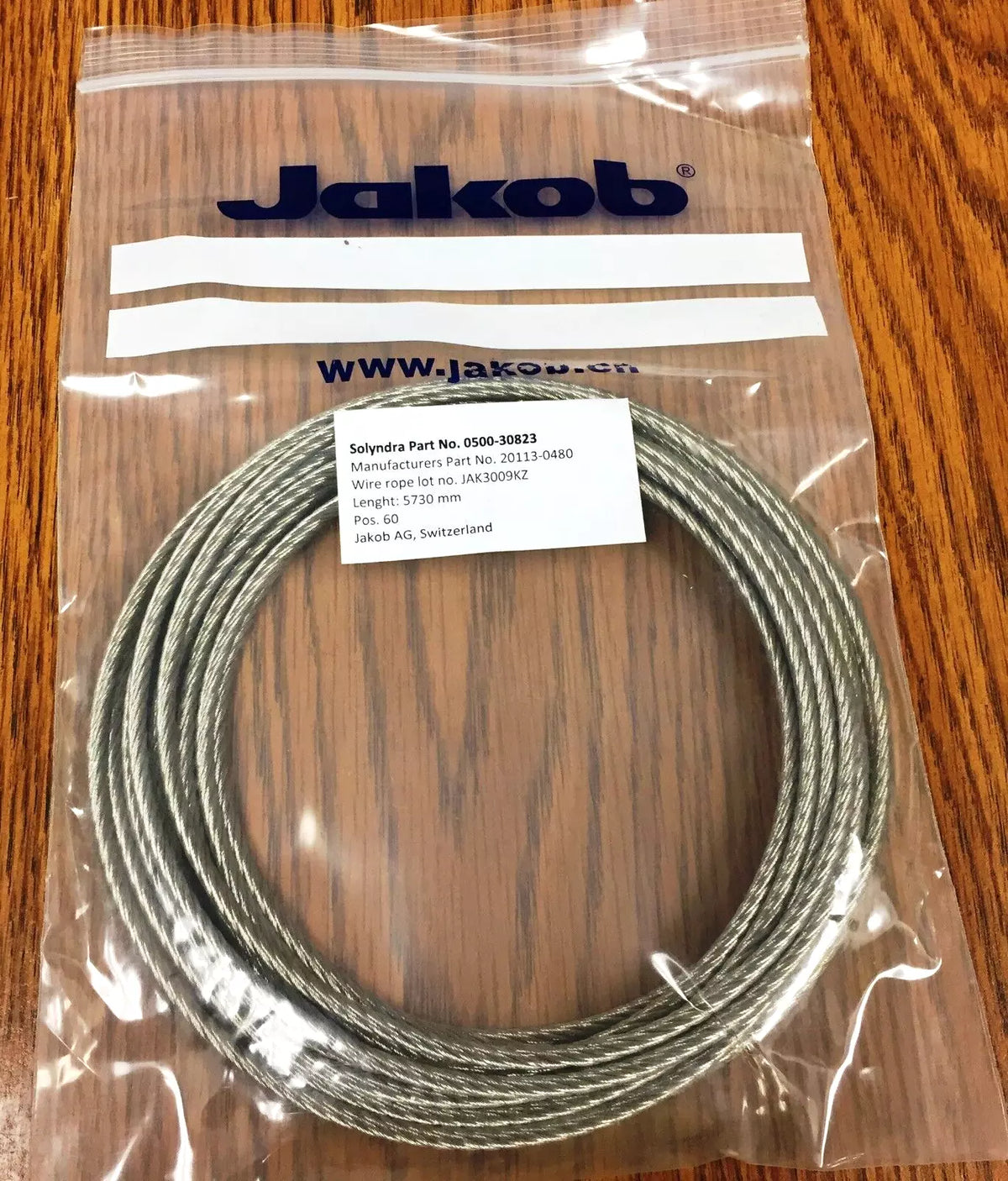 Jakob 20113-0480, 4mm Dia x 5730mm L Stainless Steel Wire Sling