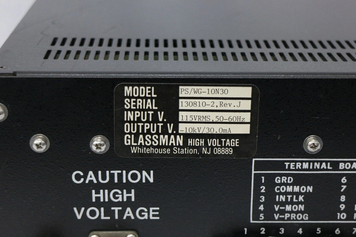Glassman PS/WG-10N30 -10KV 30mA HighVoltage Power Supply