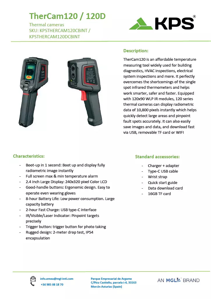 KPS ThermCam120 Thermal Camera 120X90 Infrared IR -20°C to 400°C