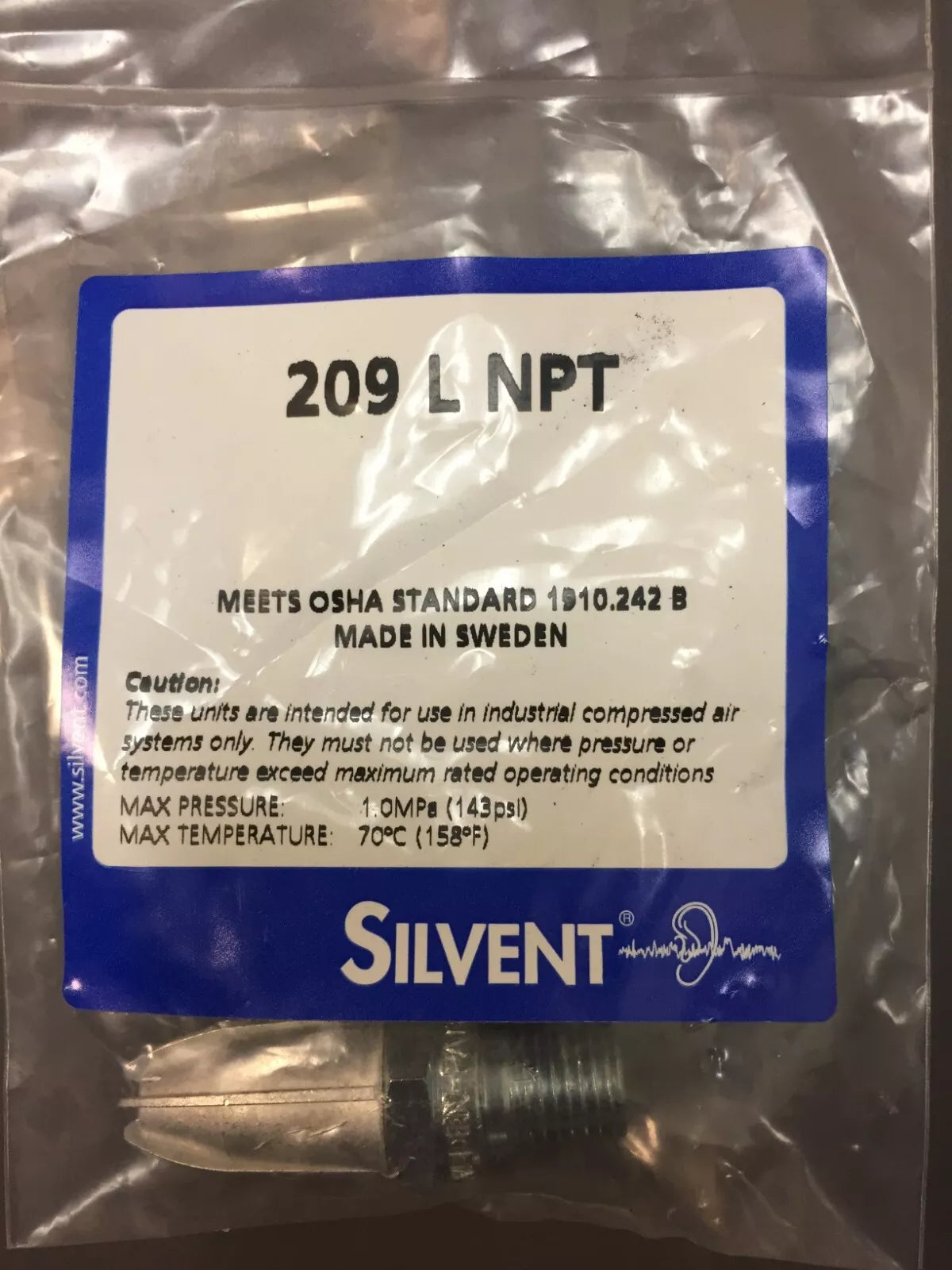 Silvent 209-L-NPT Spraying Full-Cone Nozzle Air 17 Nm³/h 3.4 Nm