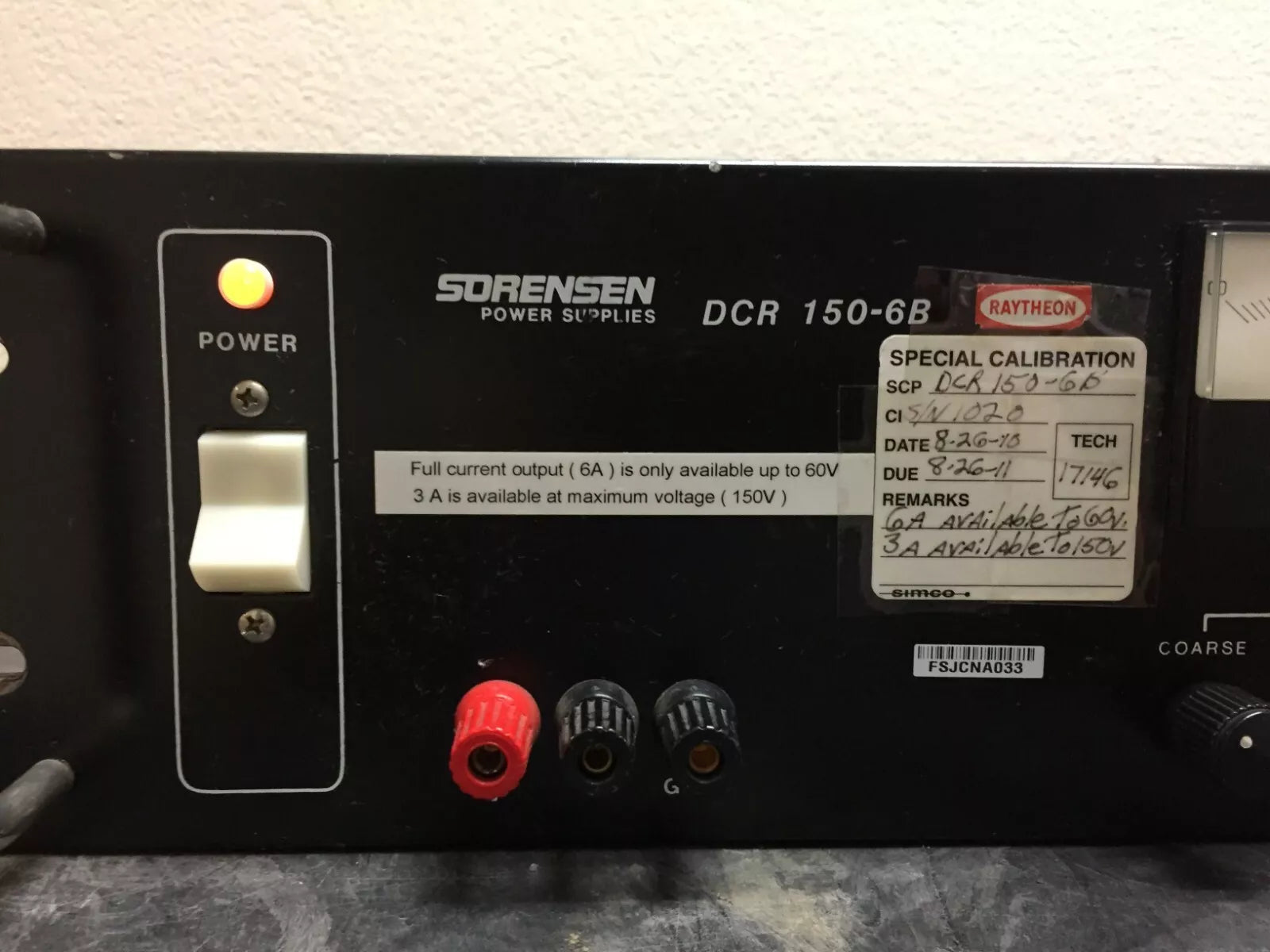 Sorensen DCR 150-6B Industrial DC Power Supply 0-150V 0-6A 1000W