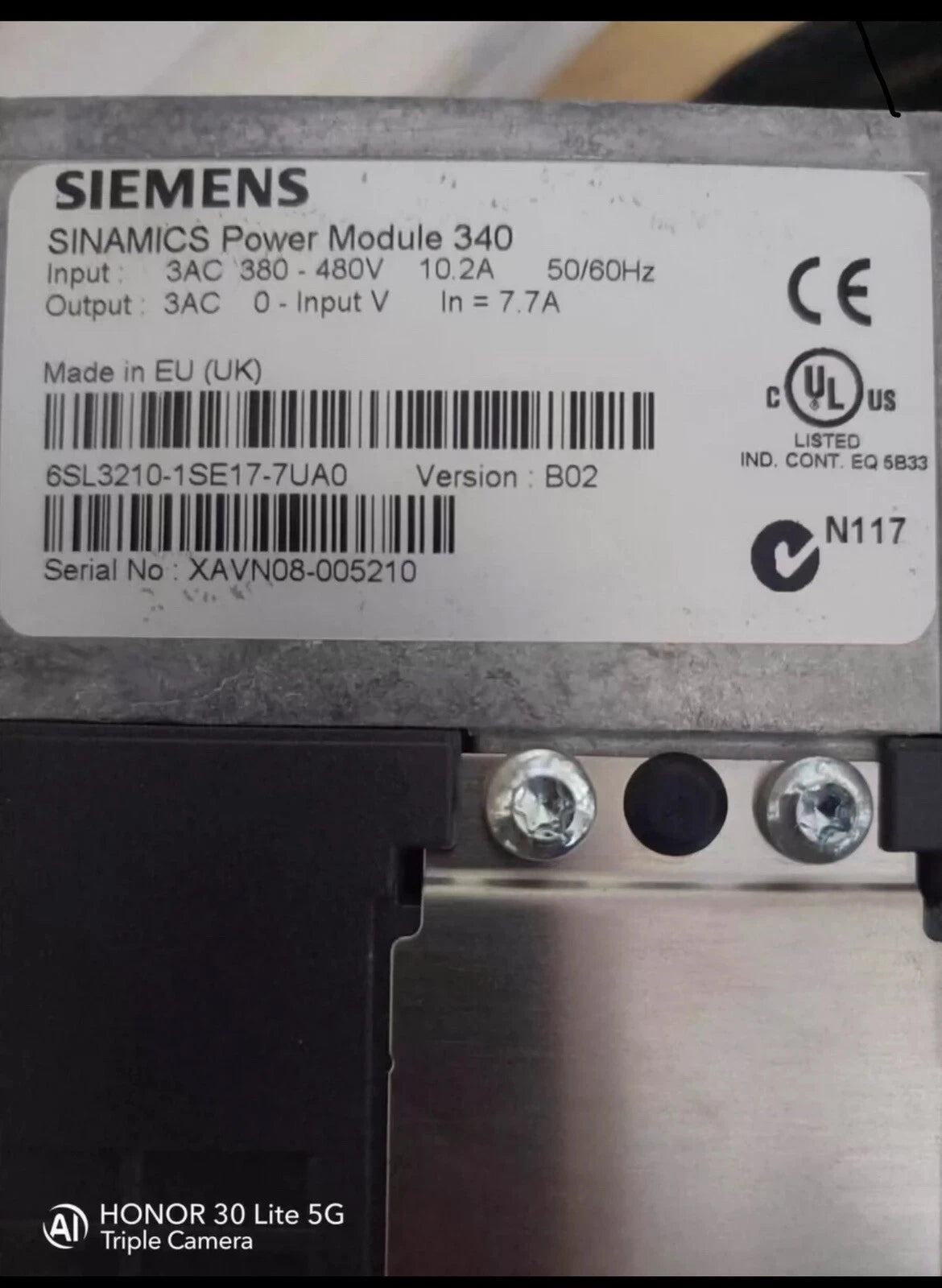 Siemens 6SL3210-1SE17-7UA0 Inverter Drive Module