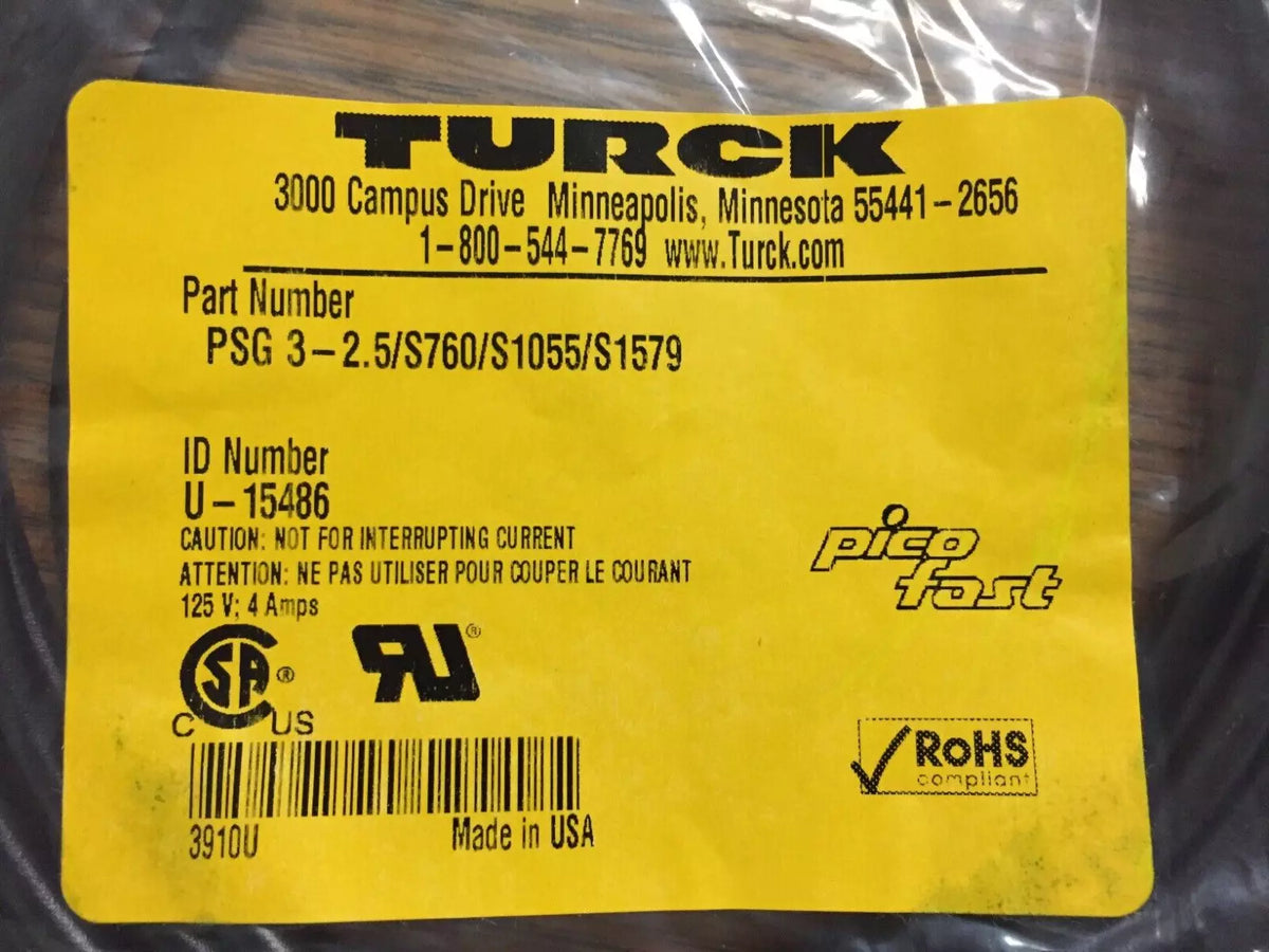 Turck PSG 3-2.5/S760/S1055/S1579 Sensor Cordsets Cable 2.5M