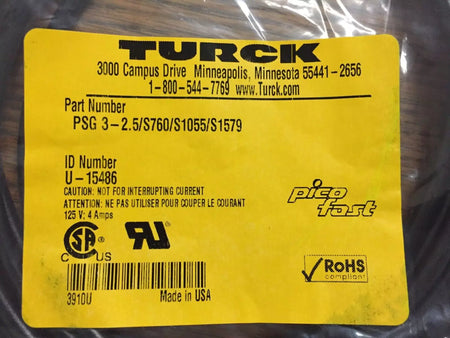 Turck PSG 3-2.5/S760/S1055/S1579 Sensor Cordsets Cable 2.5M
