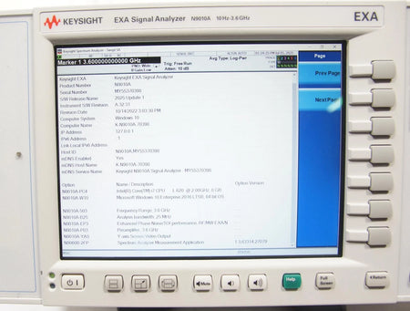 Agilent N9010A 3.6GHz EXA Signal Analyzer w Options 503 B25 EP3 P03 YAS 2FP
