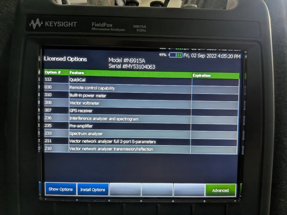 Keysight Agilent VNA Vector Network Spectrum Analyzer Fieldfox N9915A Cald 9 Ghz