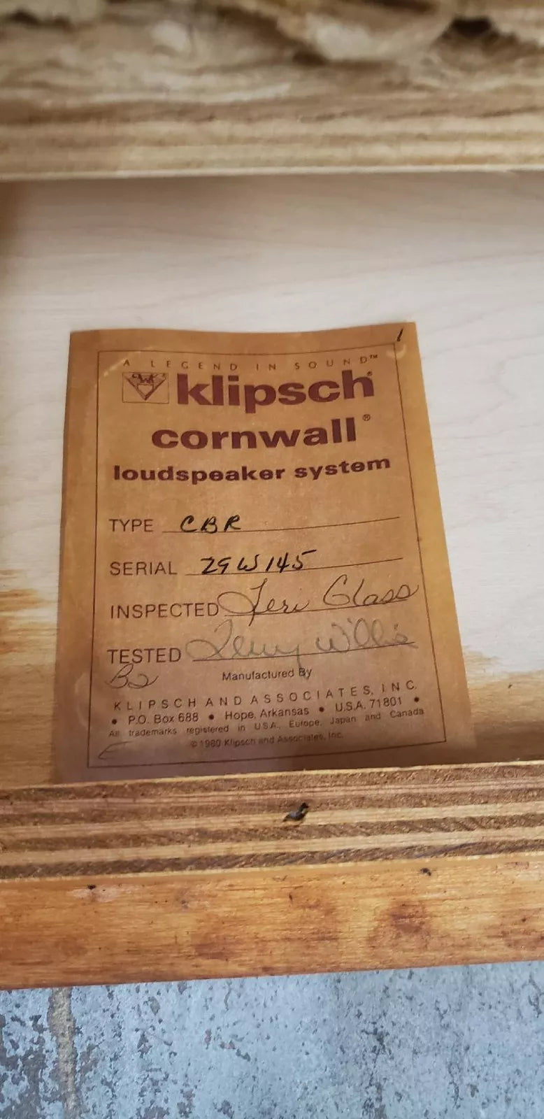 Klipsch Cornwall CBR Floorstanding Loud Speaker PAIR