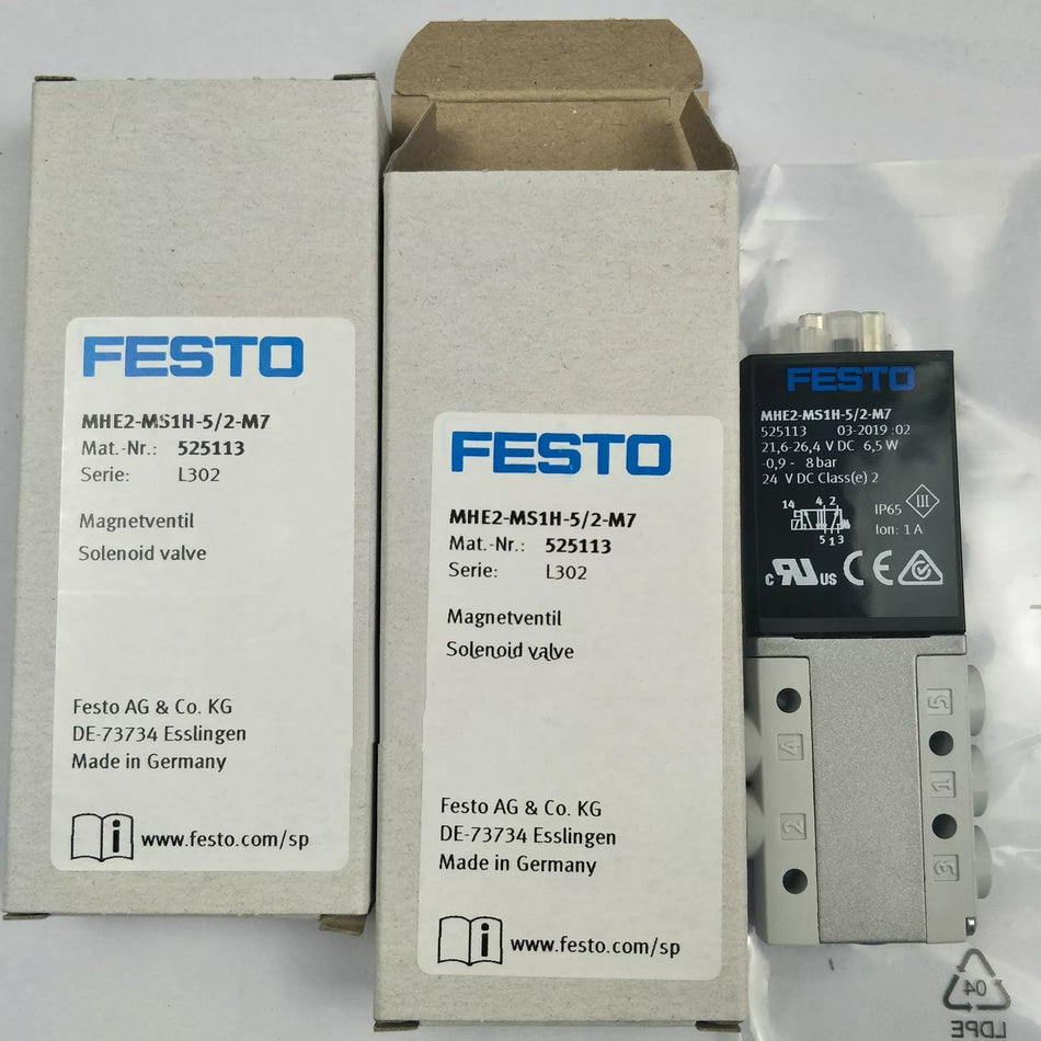1PC New Festo MHE2-MS1H-5/2-M7 525113 Solenoid Valve