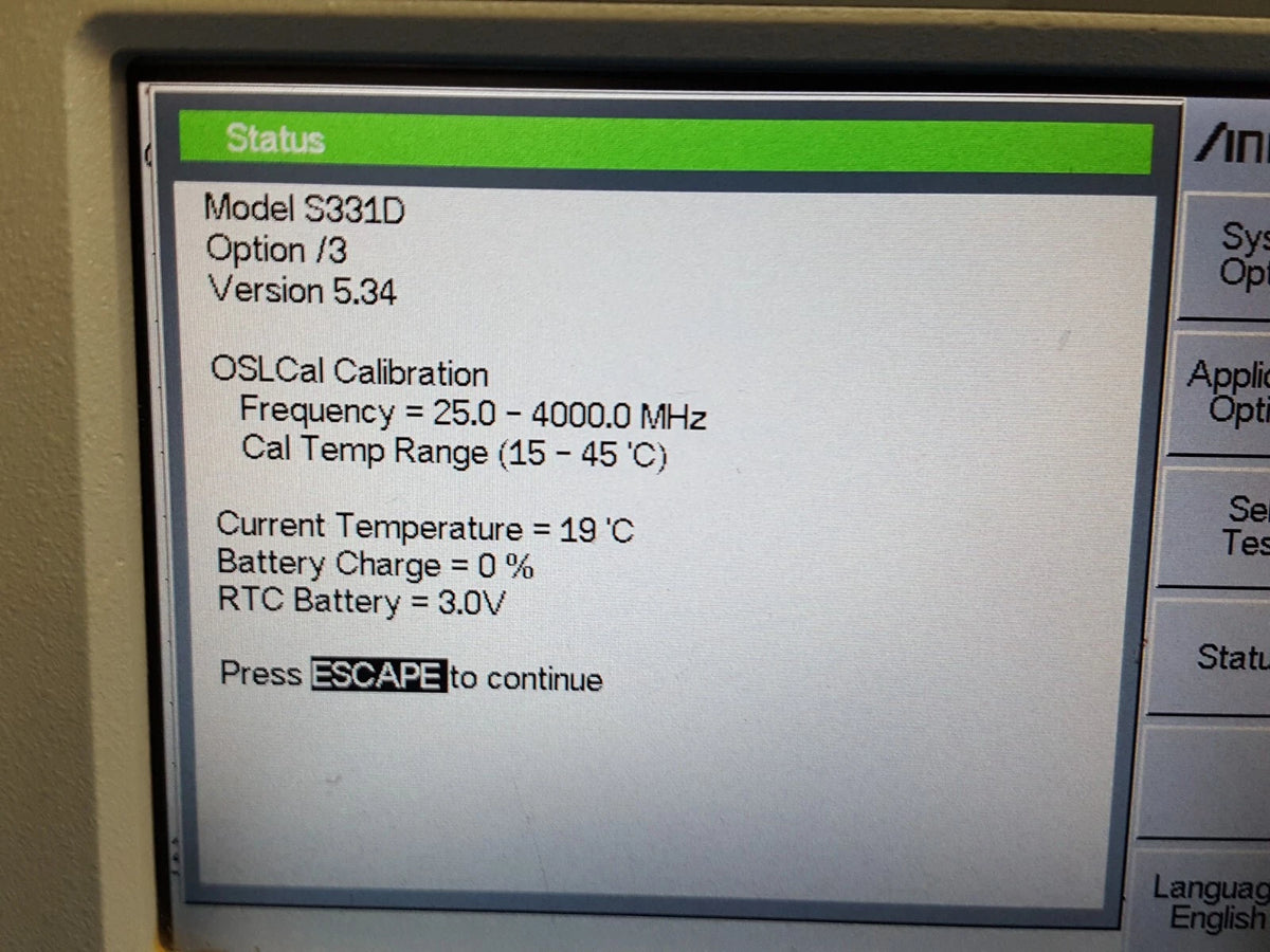 Anritsu S331D Site Master Version 5.34 Opt. 03 (NO Battery) (3089)