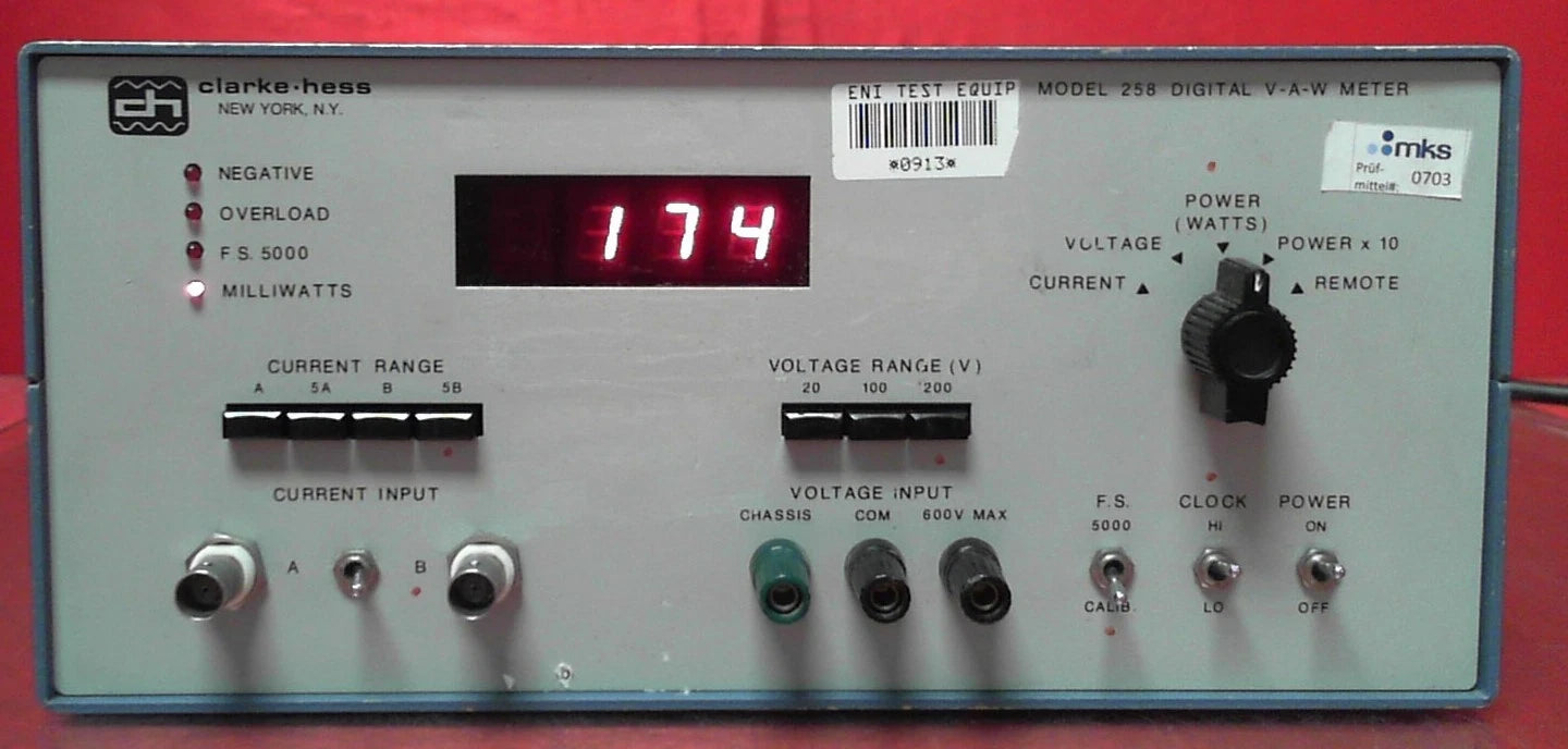 Clarke-Hess 258 92204 V-A-W Meter - Efficient electrical measuring tool