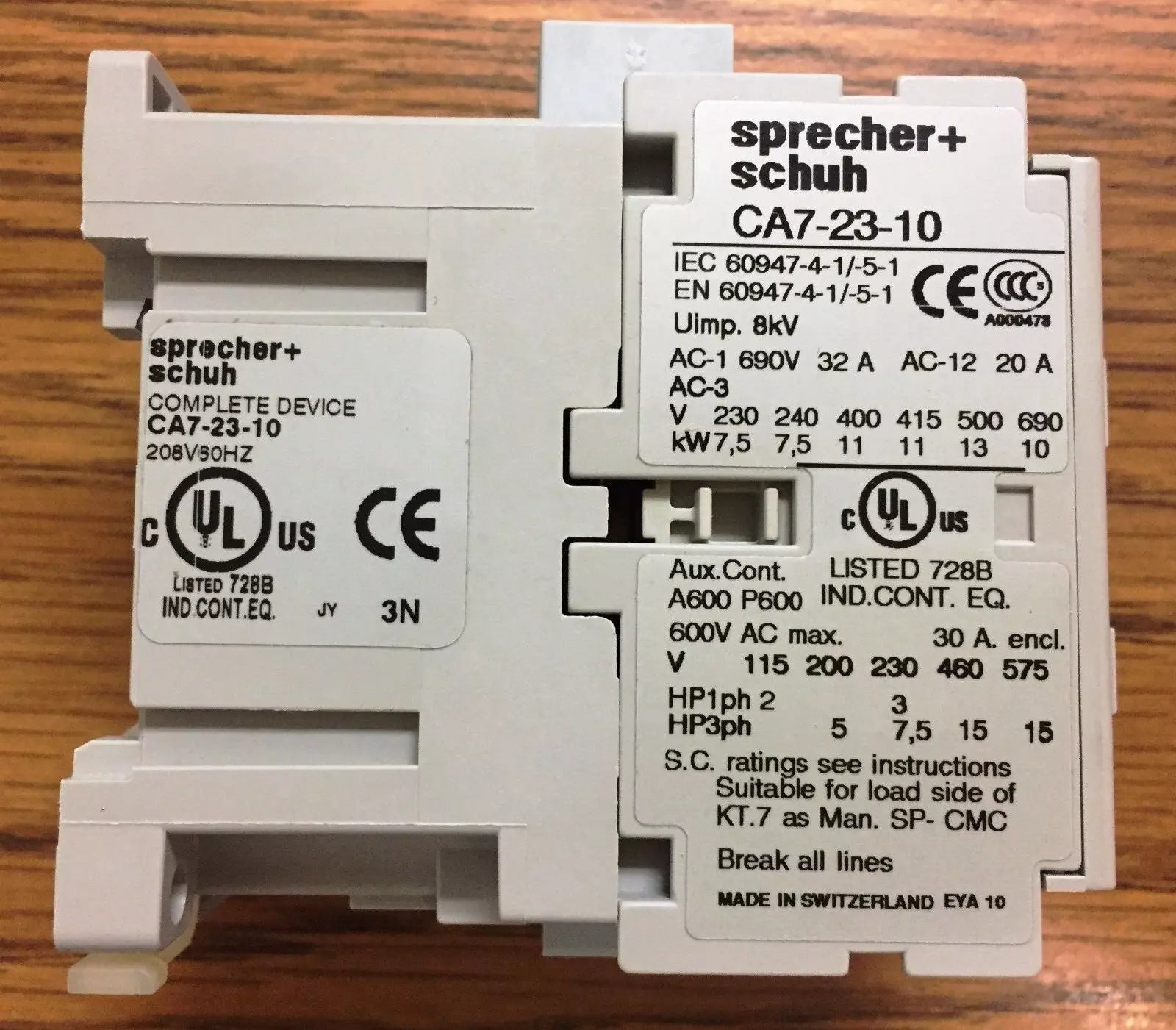 Sprecher Schuh CA7-23-10 208V60 Contactor and Starter