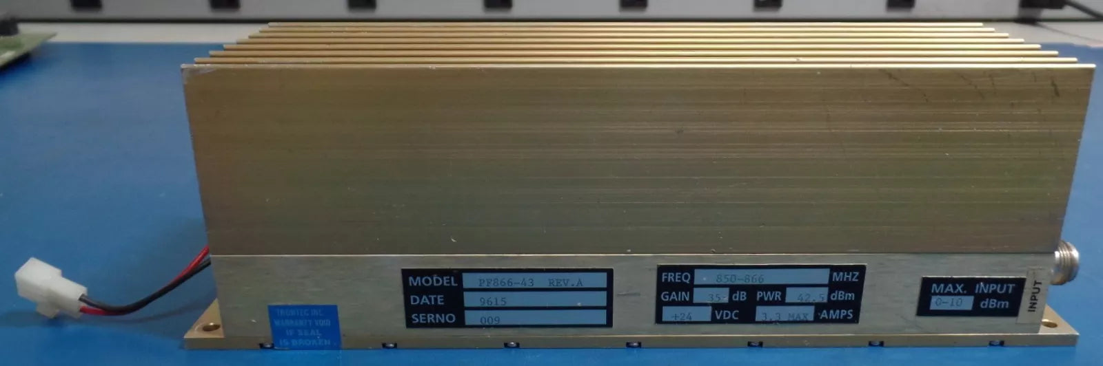 Trontec PF866-43 Microwave Amplifier 850-866 MHz 24V