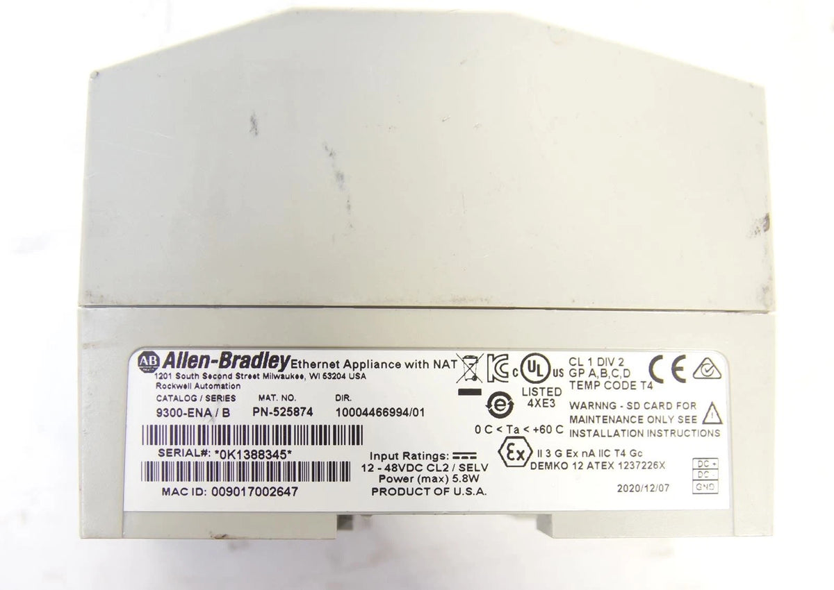 Allen Bradley 9300-ENA/B EtherNet Appliance PN-525874